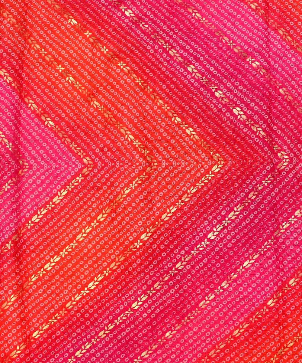 magenta colour bandhej kota doria foil print fabric