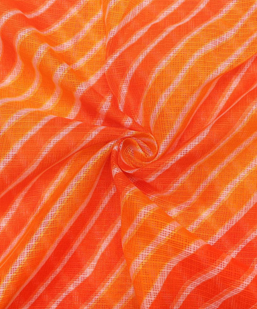 yellow colour lehariya print kota doria fabric