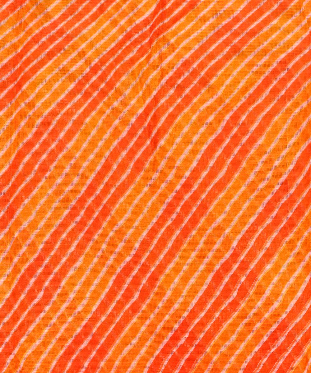 yellow colour lehariya print kota doria fabric