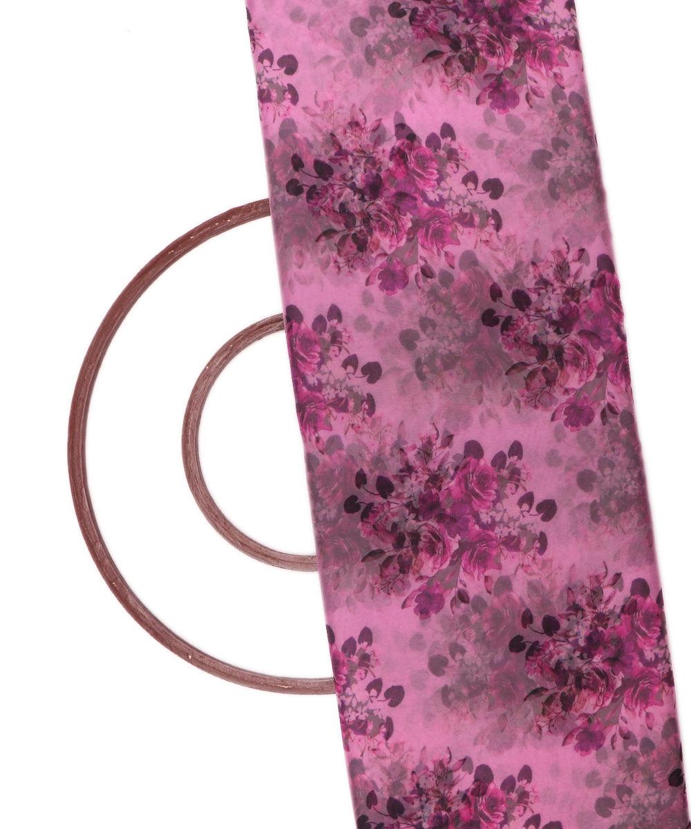 light purple flower print organza fabric