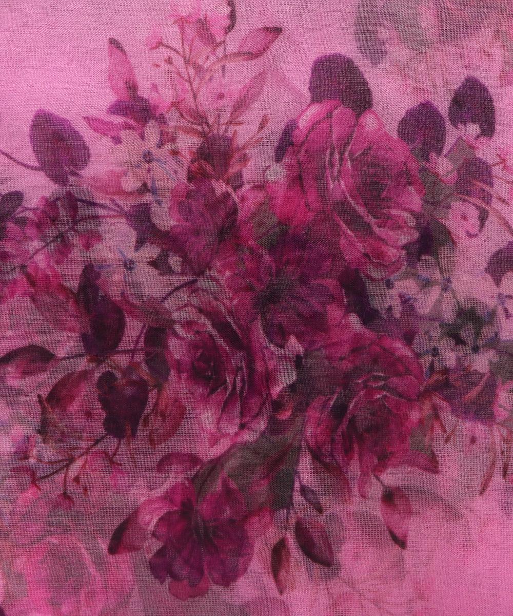 light purple flower print organza fabric