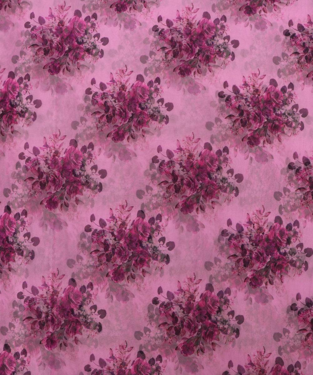 light purple flower print organza fabric