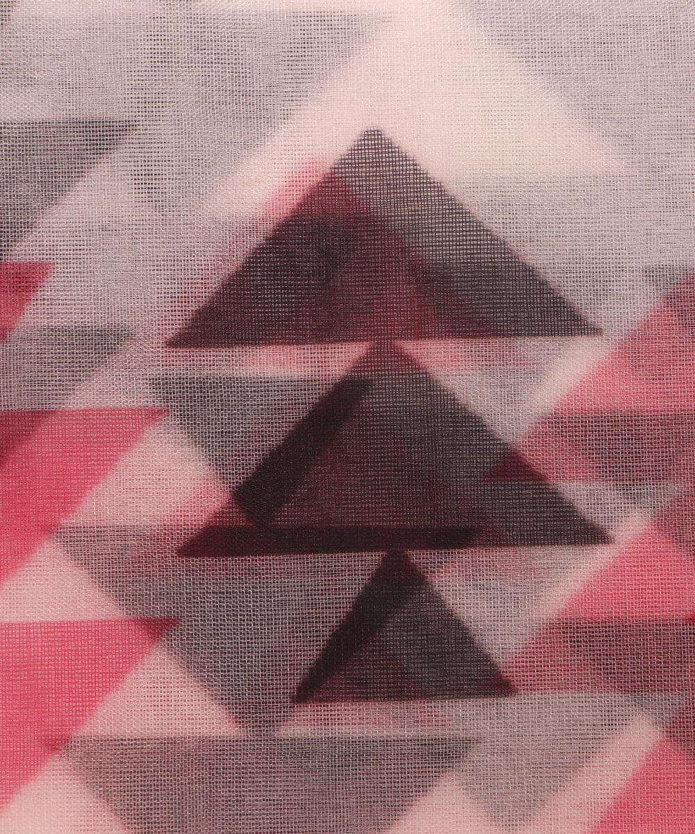 white colour geometric print organza fabric