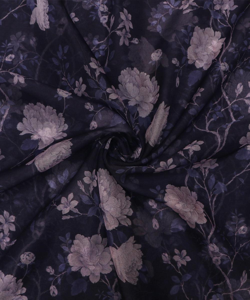 Pure, Embroidered, Floral, Silk Organza Fabric