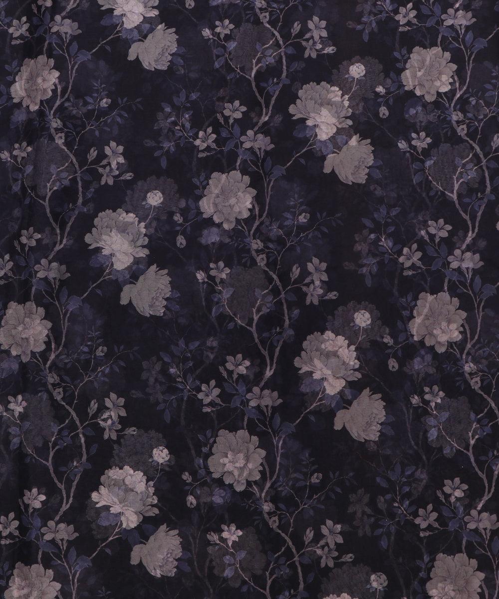 Pure, Embroidered, Floral, Silk Organza Fabric