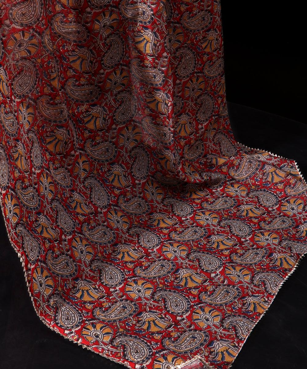 Maroon Colour Paisley Print Chanderi Silk Saree