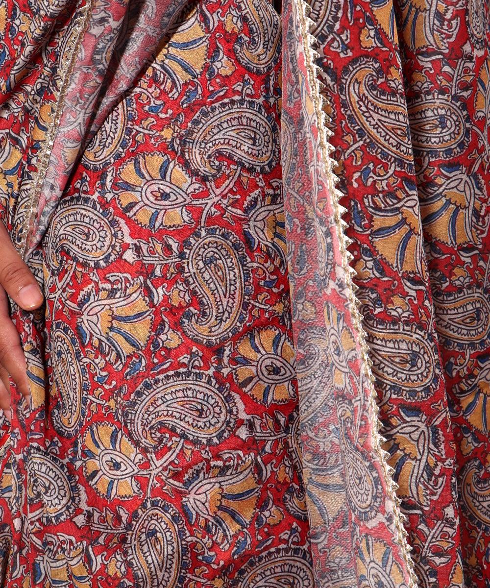 Maroon Colour Paisley Print Chanderi Silk Saree