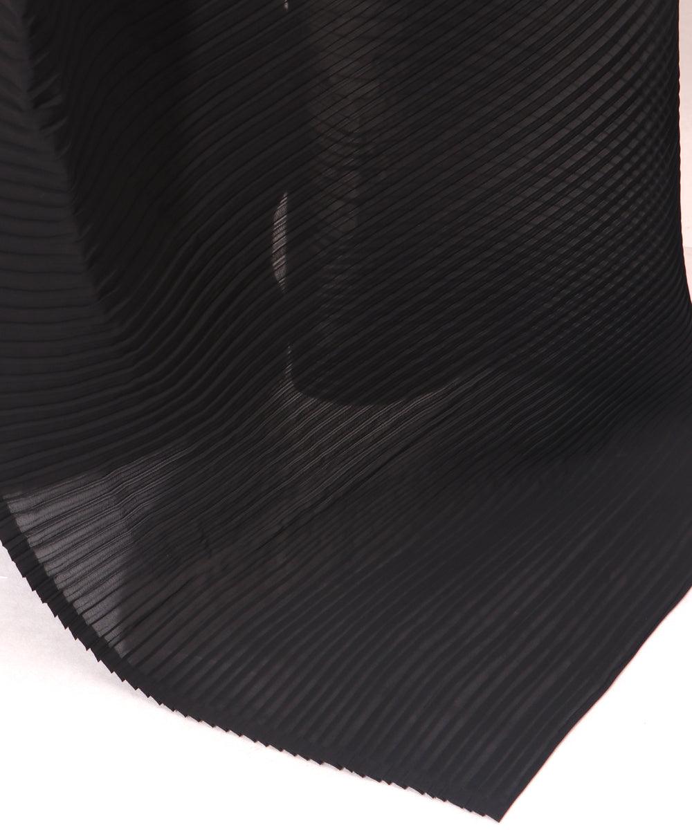 Black Colour Pleated Georgette  Saree