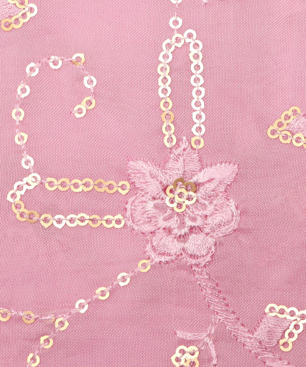 Light Pink Colour Sequin Embroidery Uppada Silk Fabric - Fabric Dekho