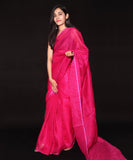 Magenta Colour Lehariya Print Kota Doria Saree