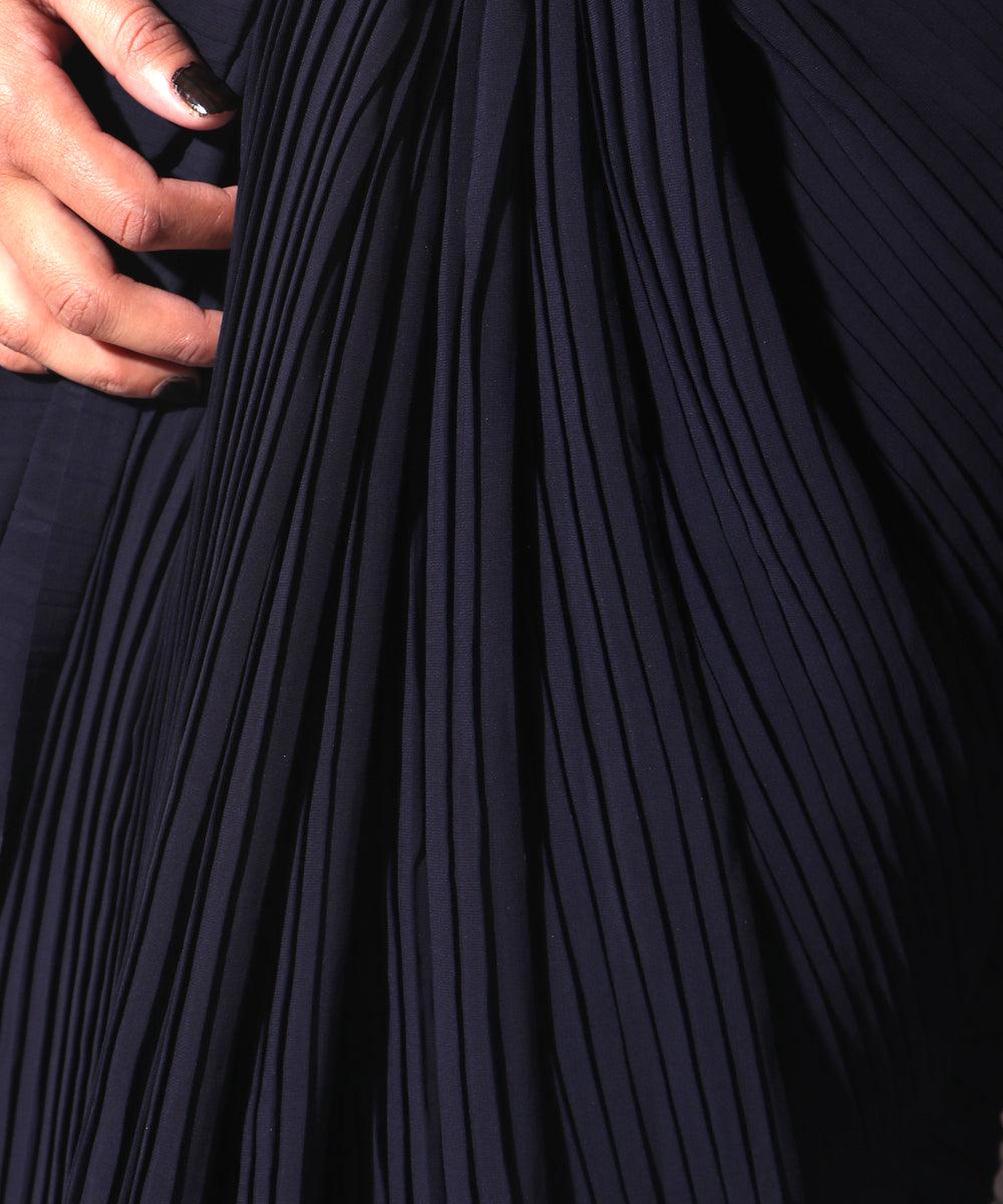 Black Colour Pleated Georgette  Saree