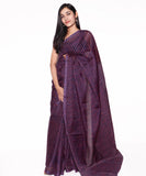 Navy Blue Colour Lehariya Print Kota Doria Saree