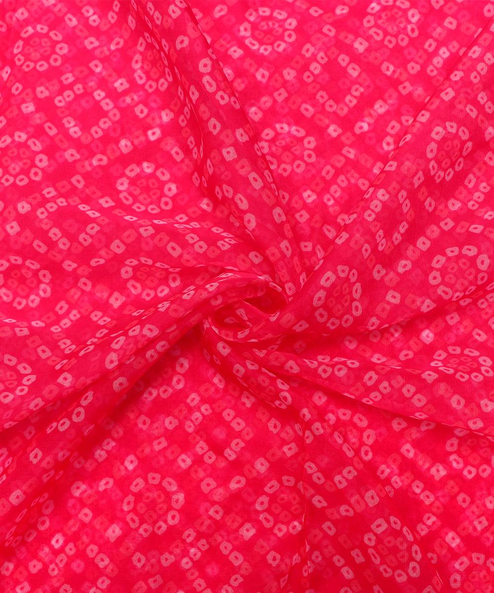 Magenta Colour Bandhani Digital Print Organza Fabric