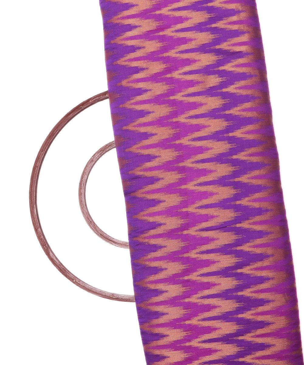 Purple Colour Zig - Zag Print Brocade Silk Fabric