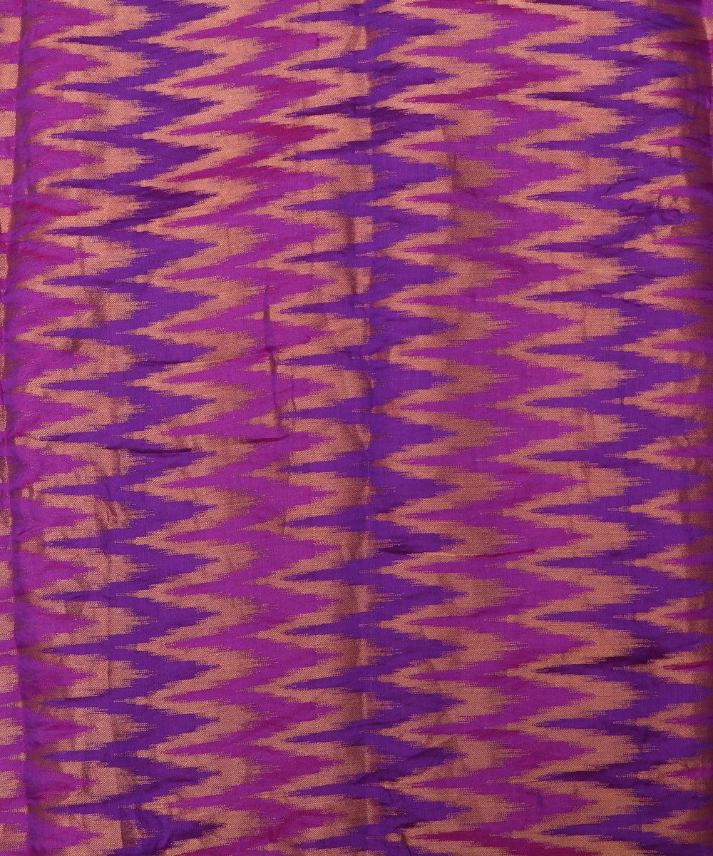 Purple Colour Zig - Zag Print Brocade Silk Fabric