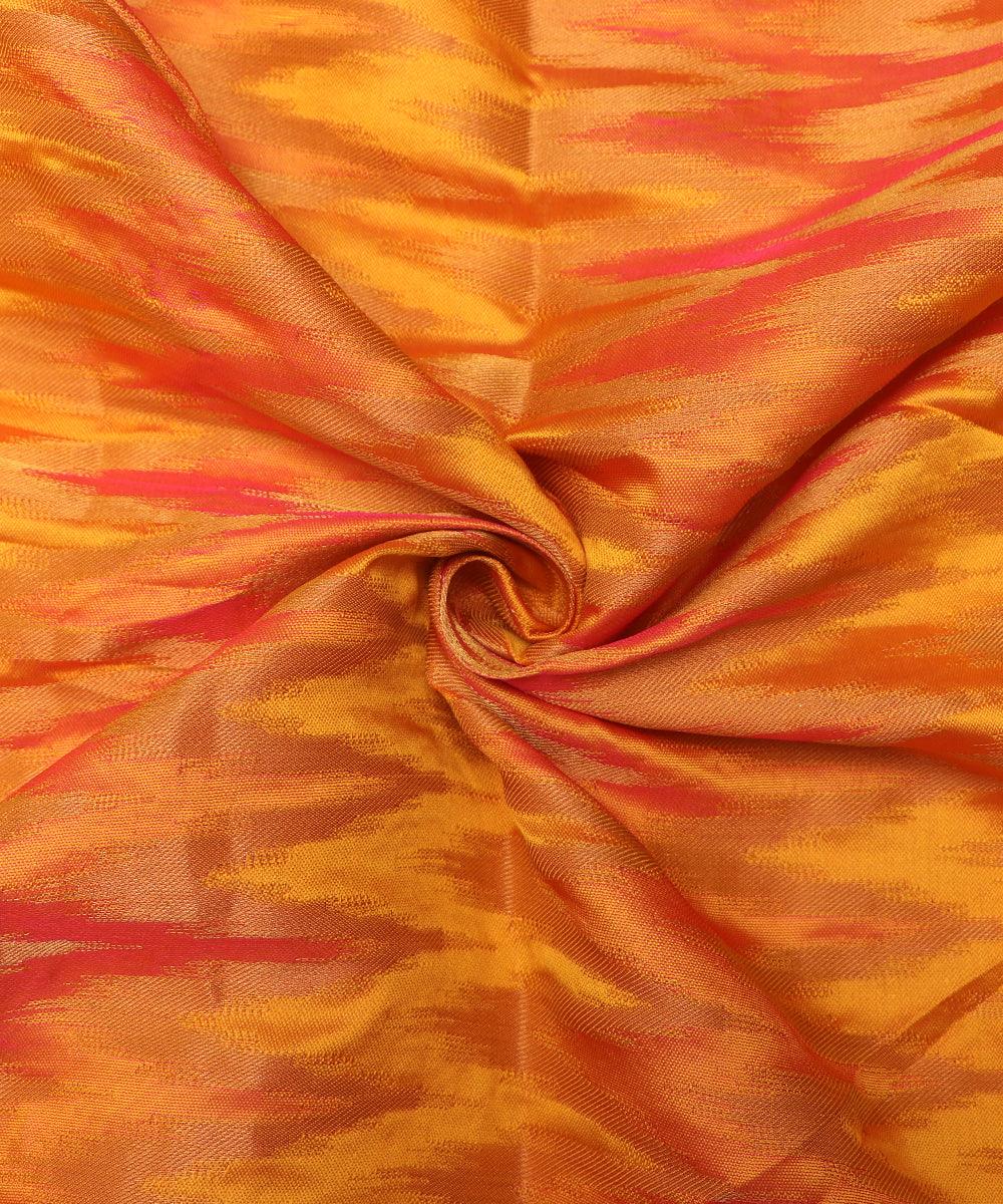 Yellow Colour Zig - Zag Print Brocade Silk Fabric