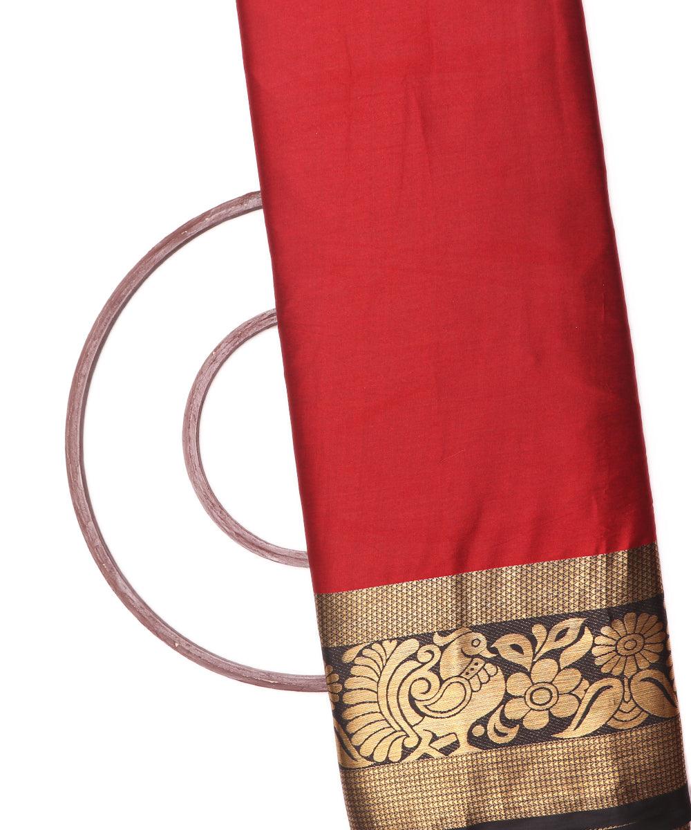 Maroon Color Double Side Border Brocade Silk Fabric
