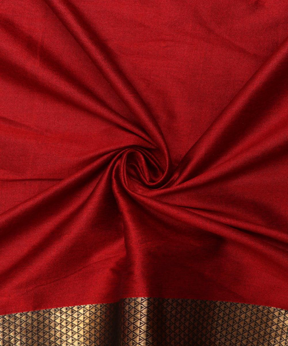 Maroon Color Double Side Border Brocade Silk Fabric
