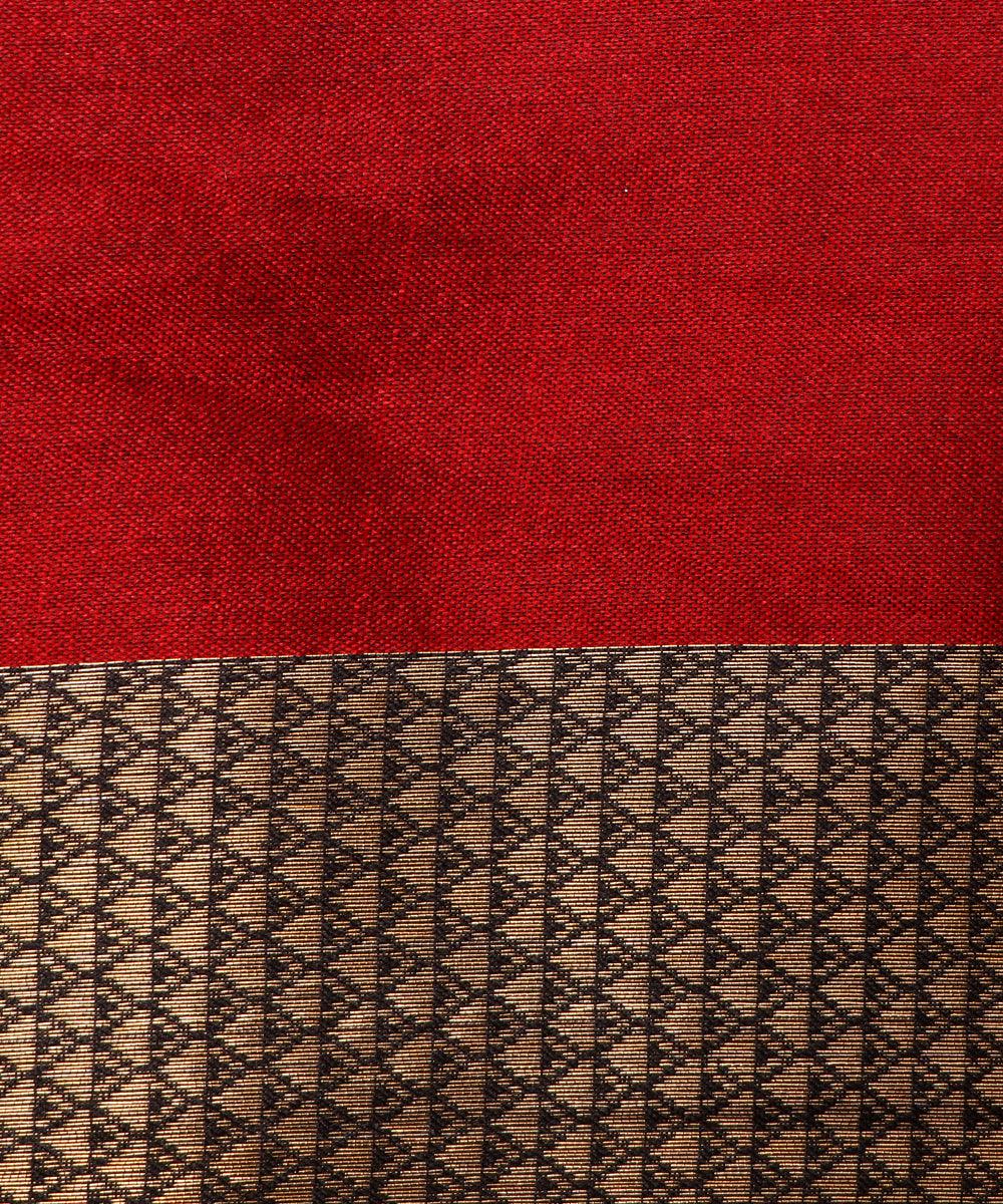Maroon Color Double Side Border Brocade Silk Fabric