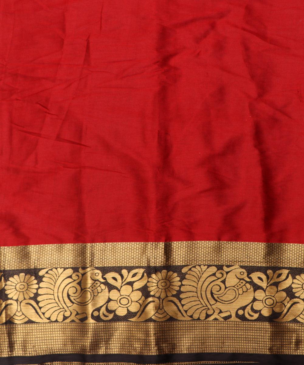 Maroon Color Double Side Border Brocade Silk Fabric