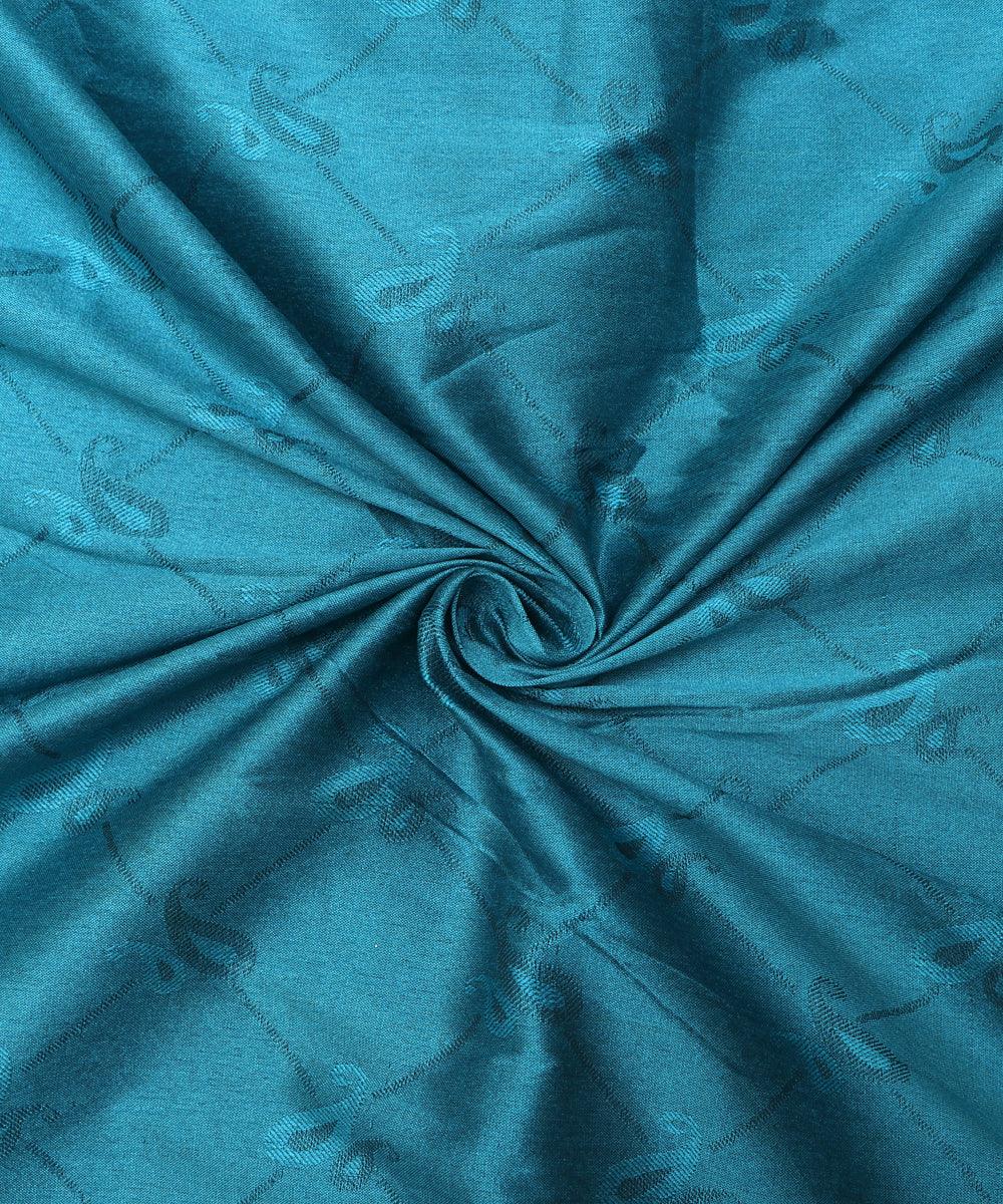 Light Blue Colour Double Side Border Paisley Pattern Brocade Silk Fabric - Fabric Dekho