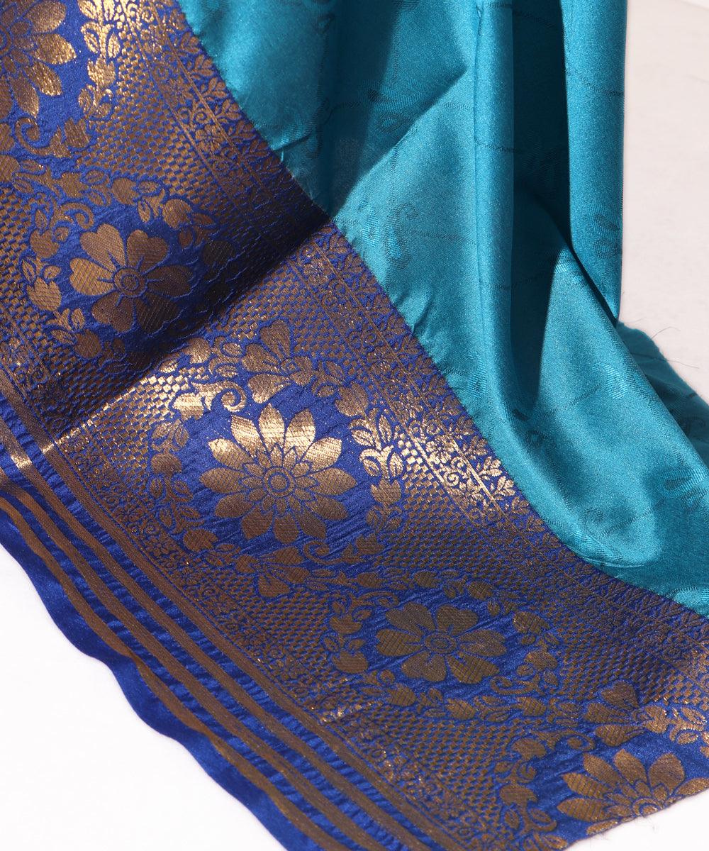 Light Blue Colour Paisley Floral Print Silk Border Saree
