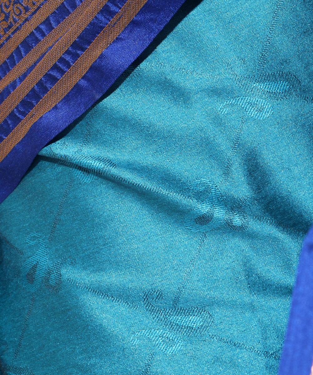 Light Blue Colour Paisley Floral Print Silk Border Saree