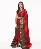 Maroon Colour Peacock Print Silk Border Saree