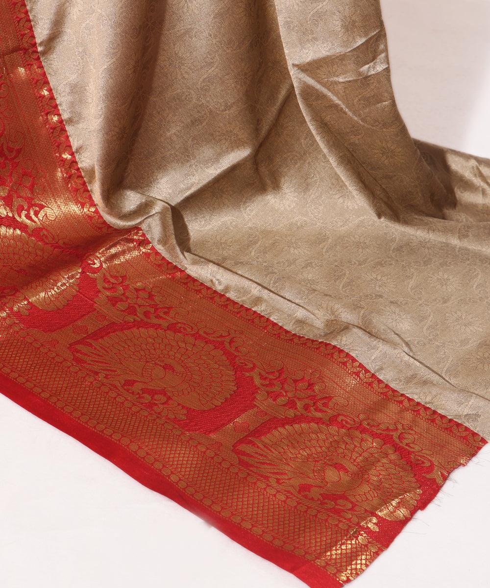 Slate Grey Colour Self Print floral Print Silk Border Saree