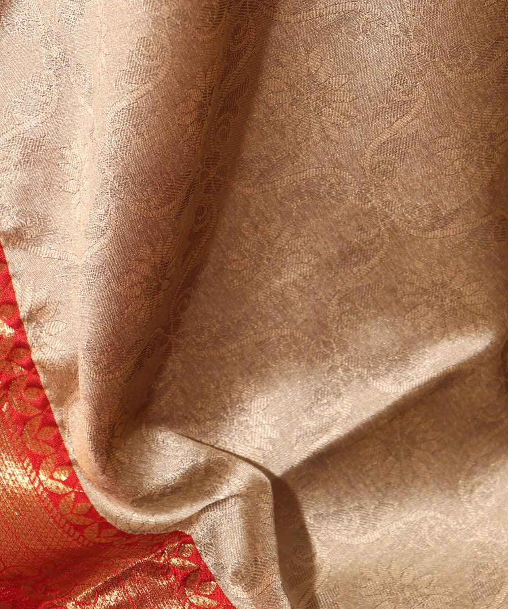 Slate Grey Colour Self Print floral Print Silk Border Saree