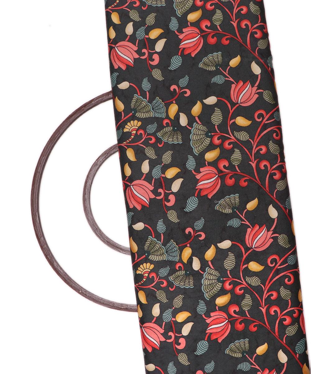 Forest Green Colour Floral Digital Print Velvet Fabric