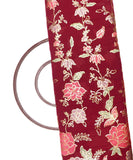Wine Color Floral Print Sequin Georgette Embroidery Fabric