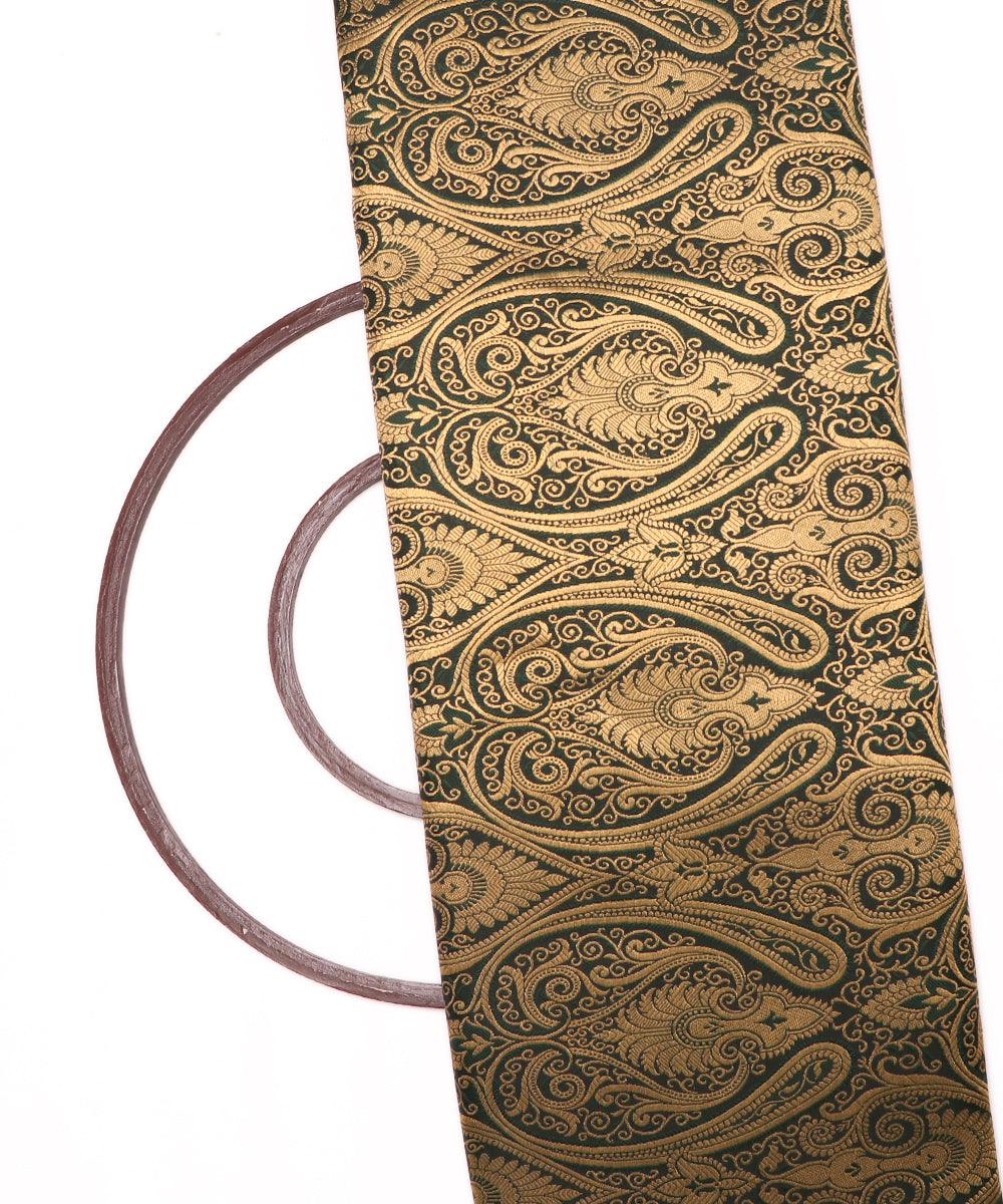 Forest Green Colour Paisley Pattern Banarasi Brocade Silk Fabric
