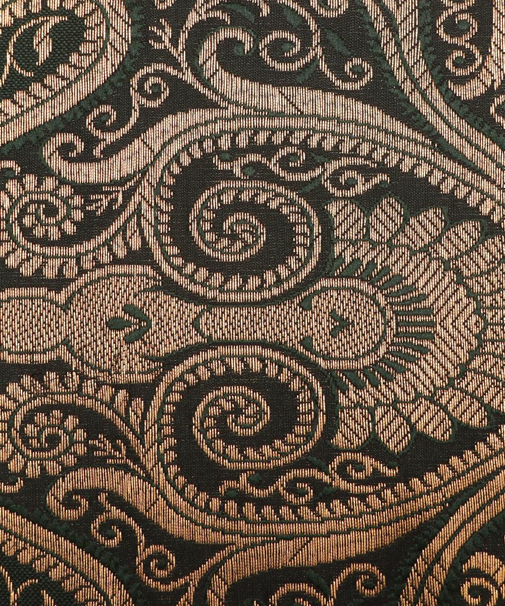 Forest Green Colour Paisley Pattern Banarasi Brocade Silk Fabric