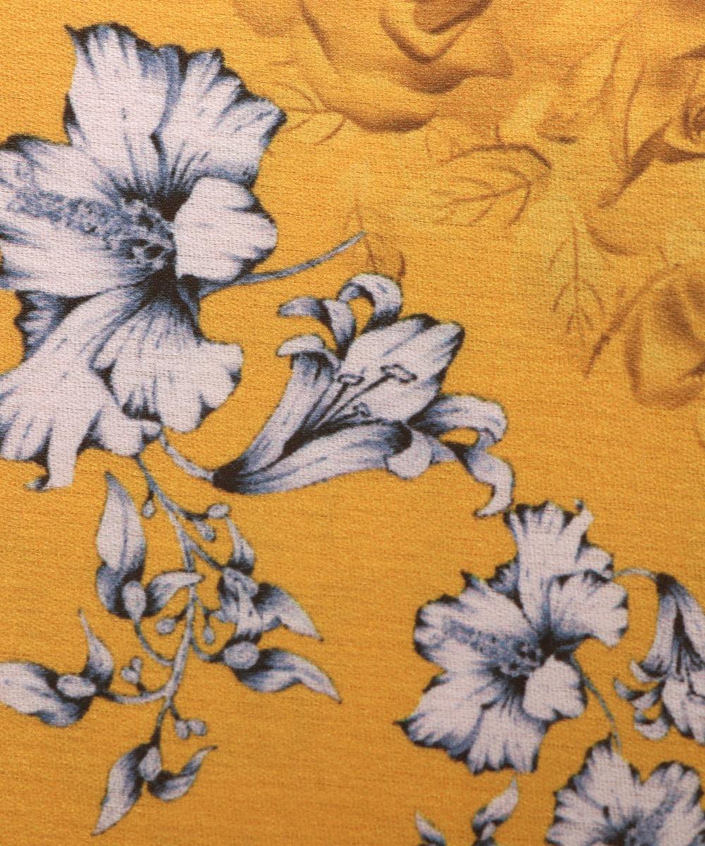 Yellow  Colour Floral Print Satin Fabric