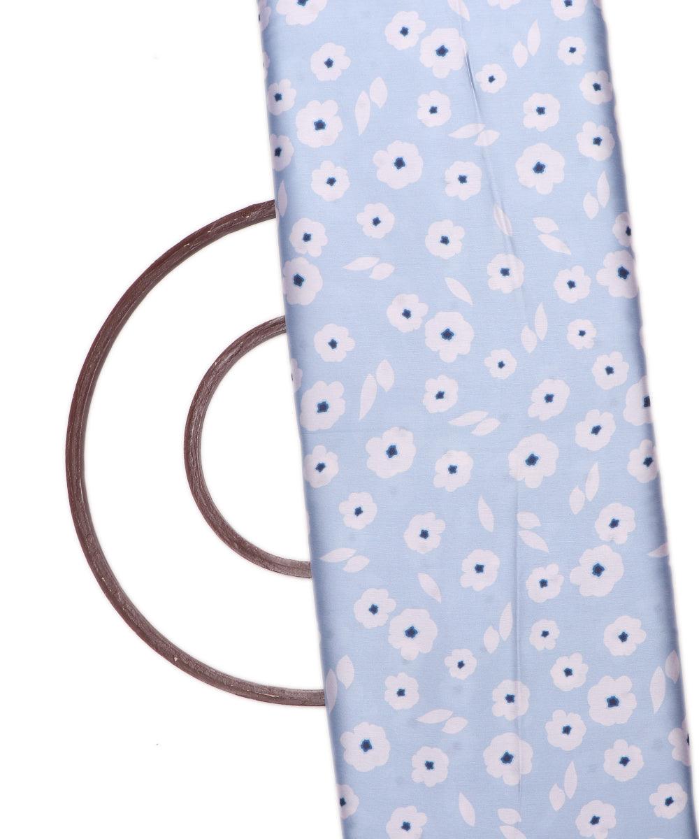Light Blue Colour Floral Print Satin Fabric