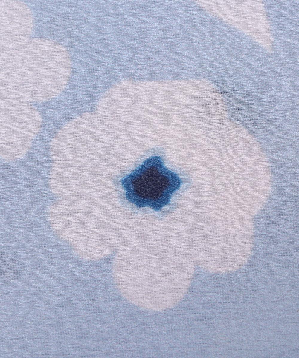 Light Blue Colour Floral Print Satin Fabric