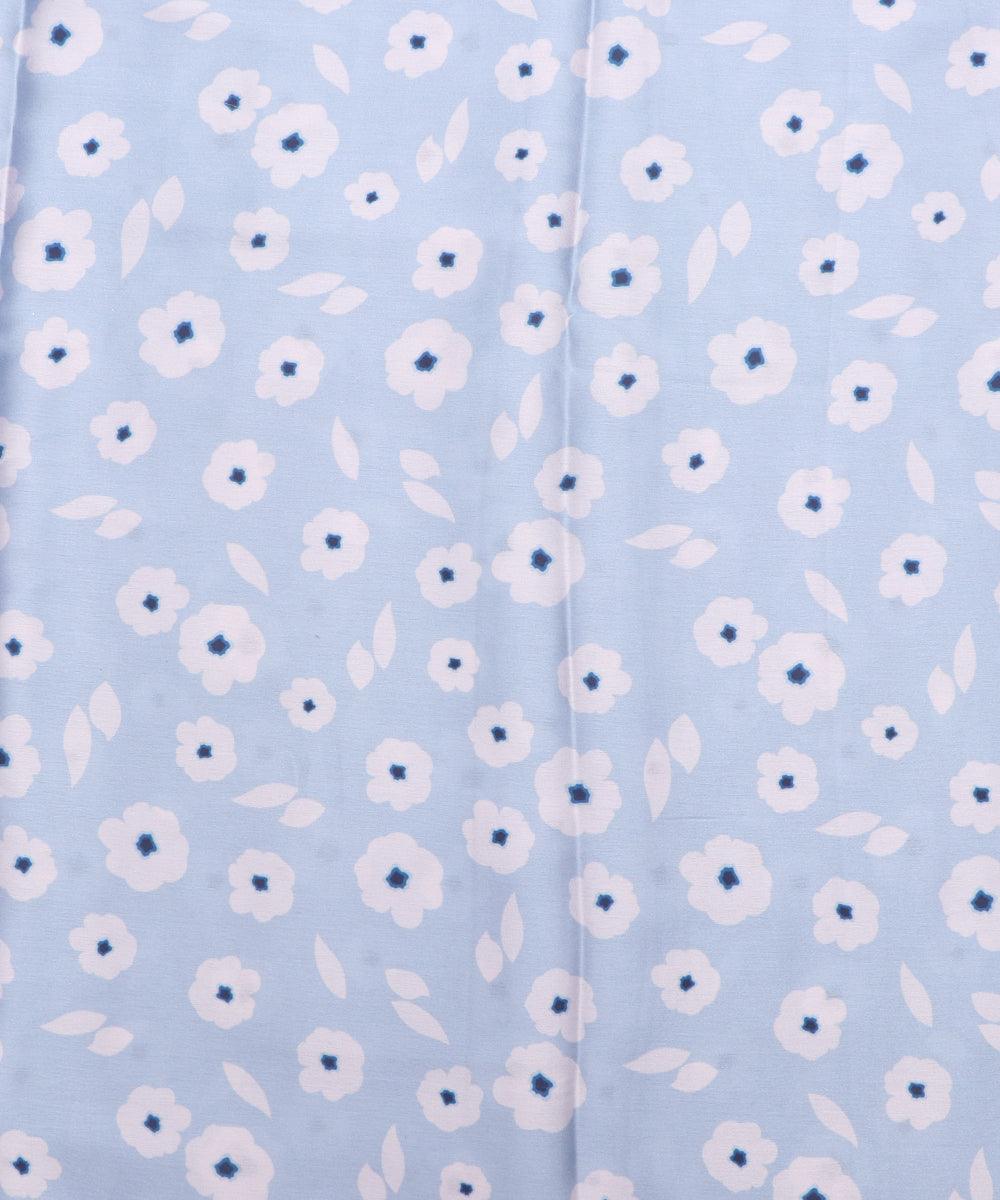 Light Blue Colour Floral Print Satin Fabric
