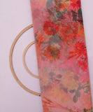 Peach Colour Floral Print Organza Fabric