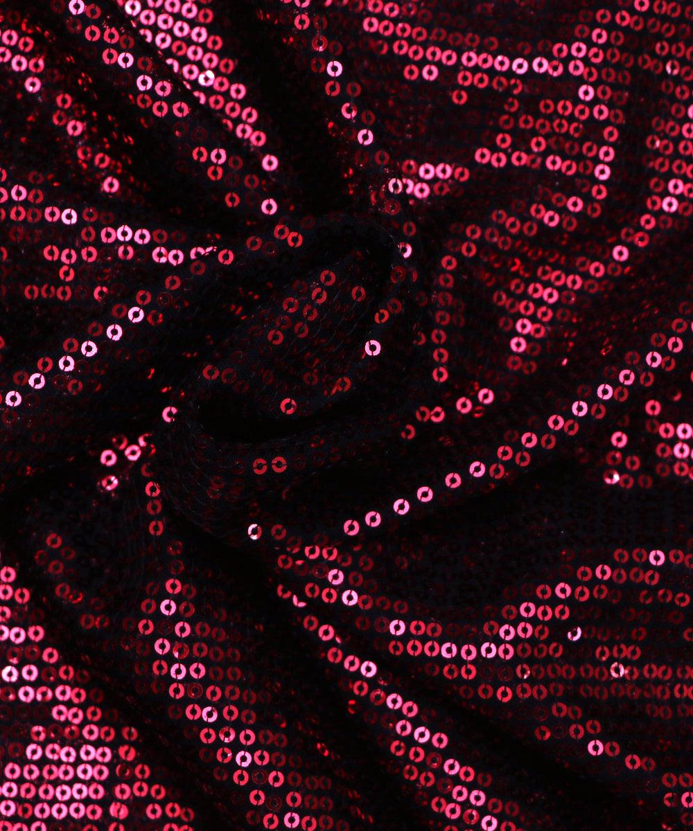 black and red small sequin georgette embroidery fabric o103 5691