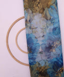 Blue Colour Floral Print Organza Fabric