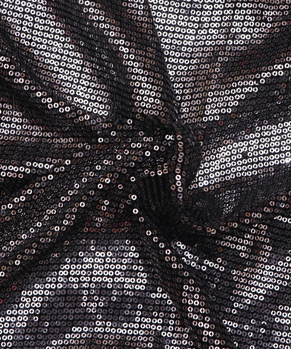 black and silver small sequin georgette embroidery fabric o103 5690