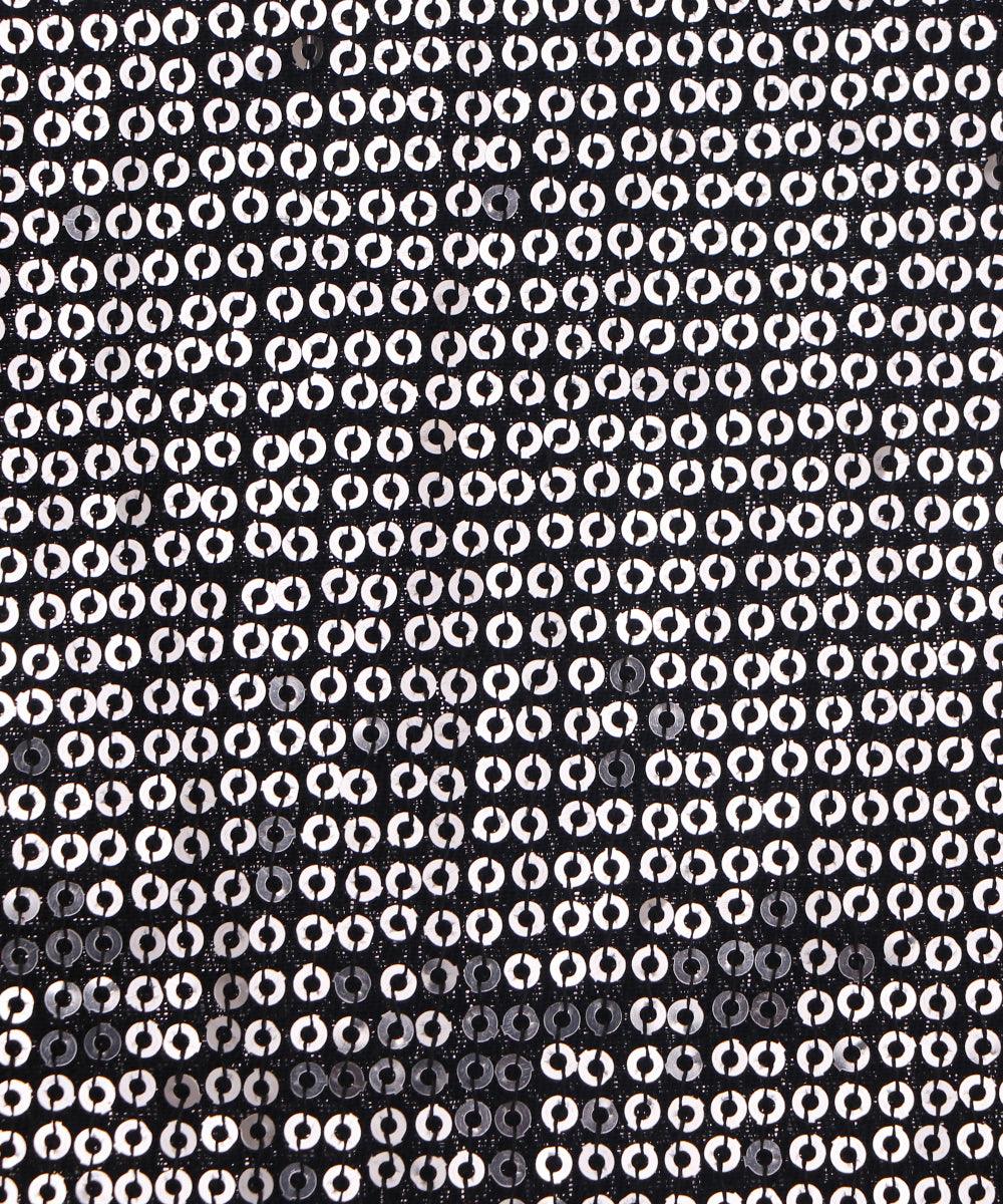 black and silver small sequin georgette embroidery fabric o103 5690