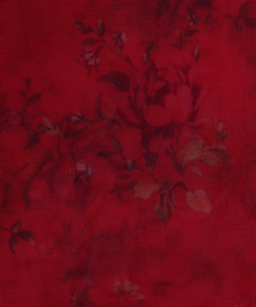 red and yellow floral print organza fabric o130 5669