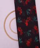 Black Colour Floral Print Organza Fabric