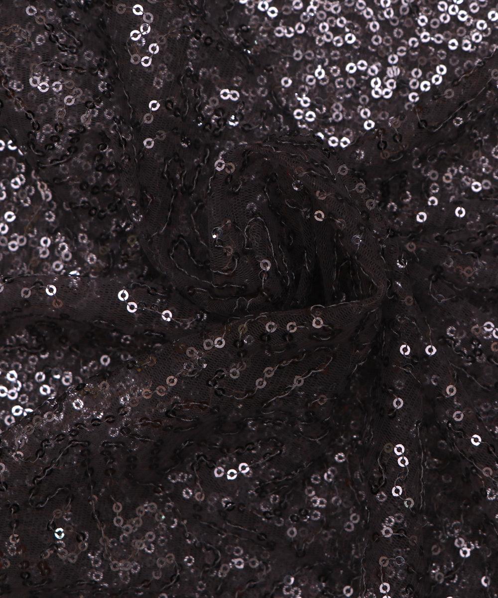 black small heavy sequin net fabric o132 5677