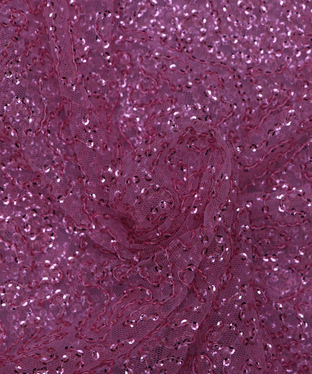 light pink small heavy sequin net fabric
