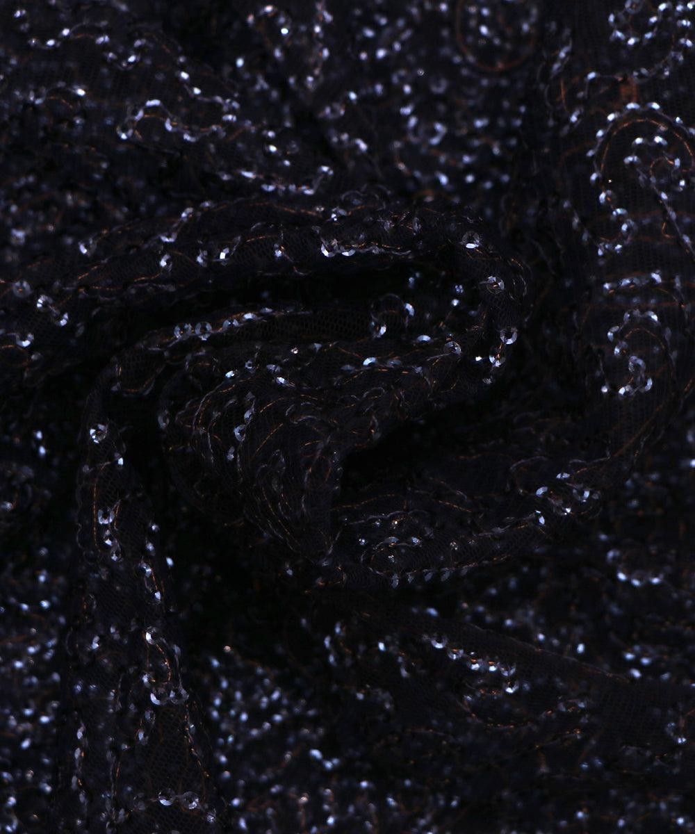 navy blue small heavy sequin net fabric o132 5681