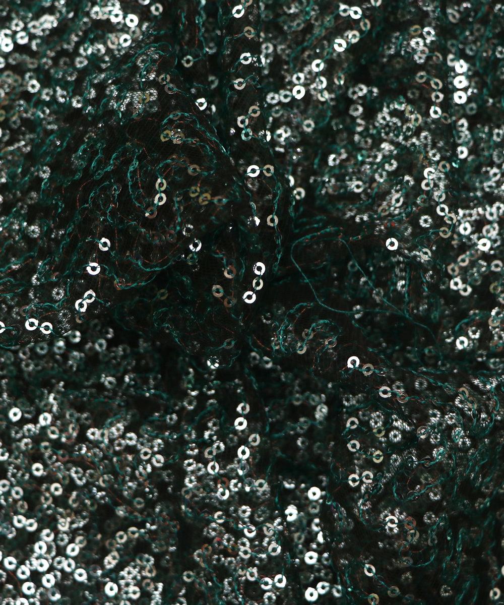 green and silver small heavy sequin net fabric o132 5686