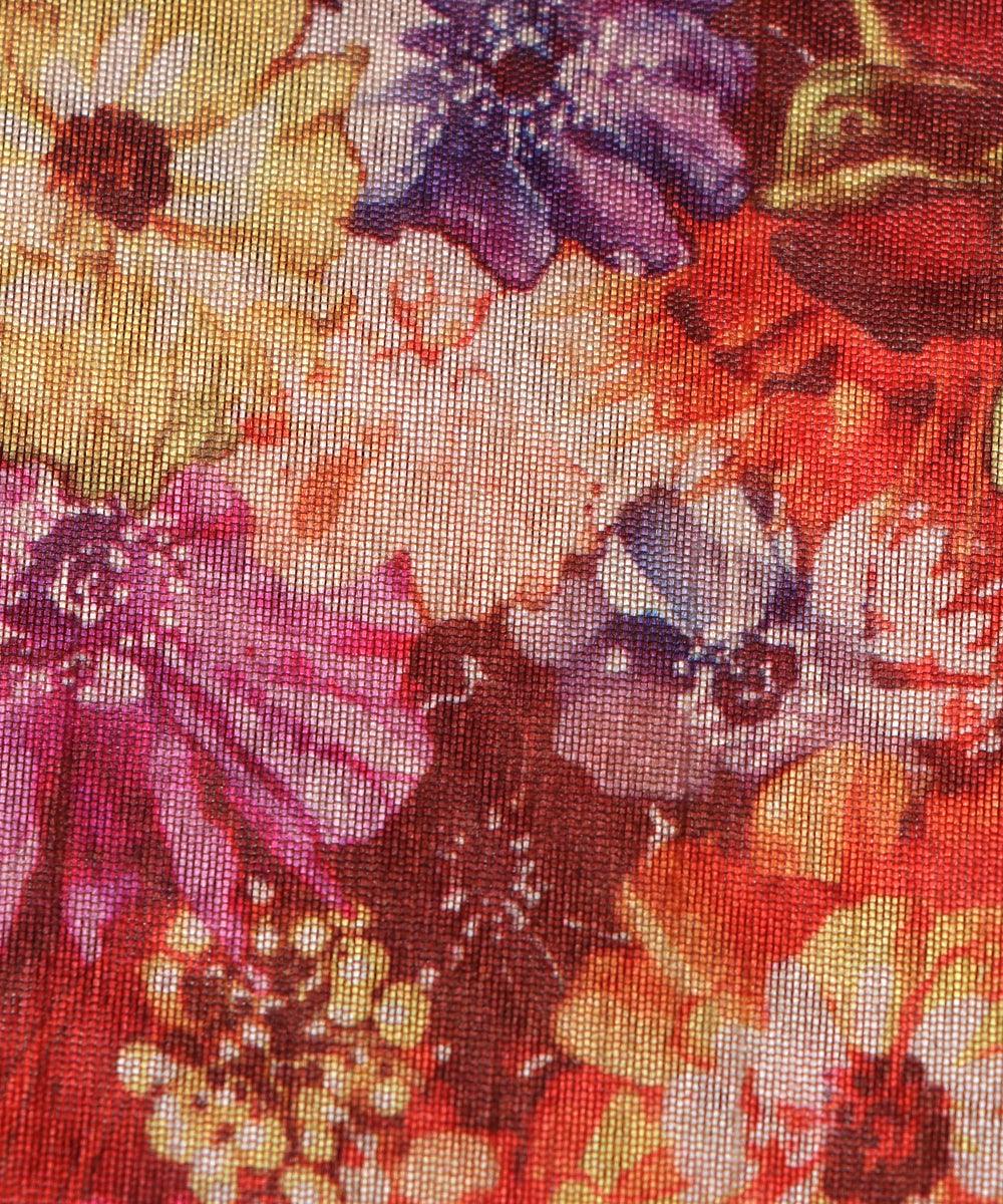 maroon color floral print digital silk fabric